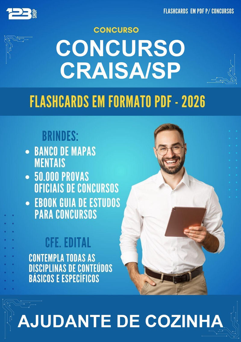 Flashcards em PDF · Concurso Craisa/SP - Ajudante de Cozinha - 1000 Flashcards | Aprova Digital