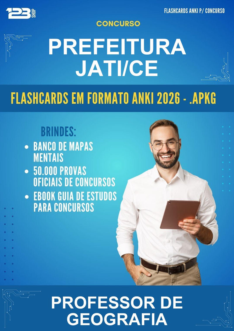 Flashcards Anki para o Concurso Prefeitura Jati/CE para Professor de Geografia - 400 Flashcards