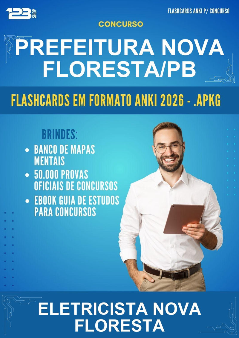 Flashcards Anki para o Concurso Prefeitura Nova Floresta/PB para Eletricista Nova Floresta - 400 Flashcards