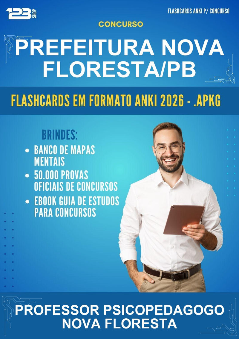 Flashcards Anki para o Concurso Prefeitura Nova Floresta/PB para Professor Psicopedagogo Nova Floresta - 400 Flashcards