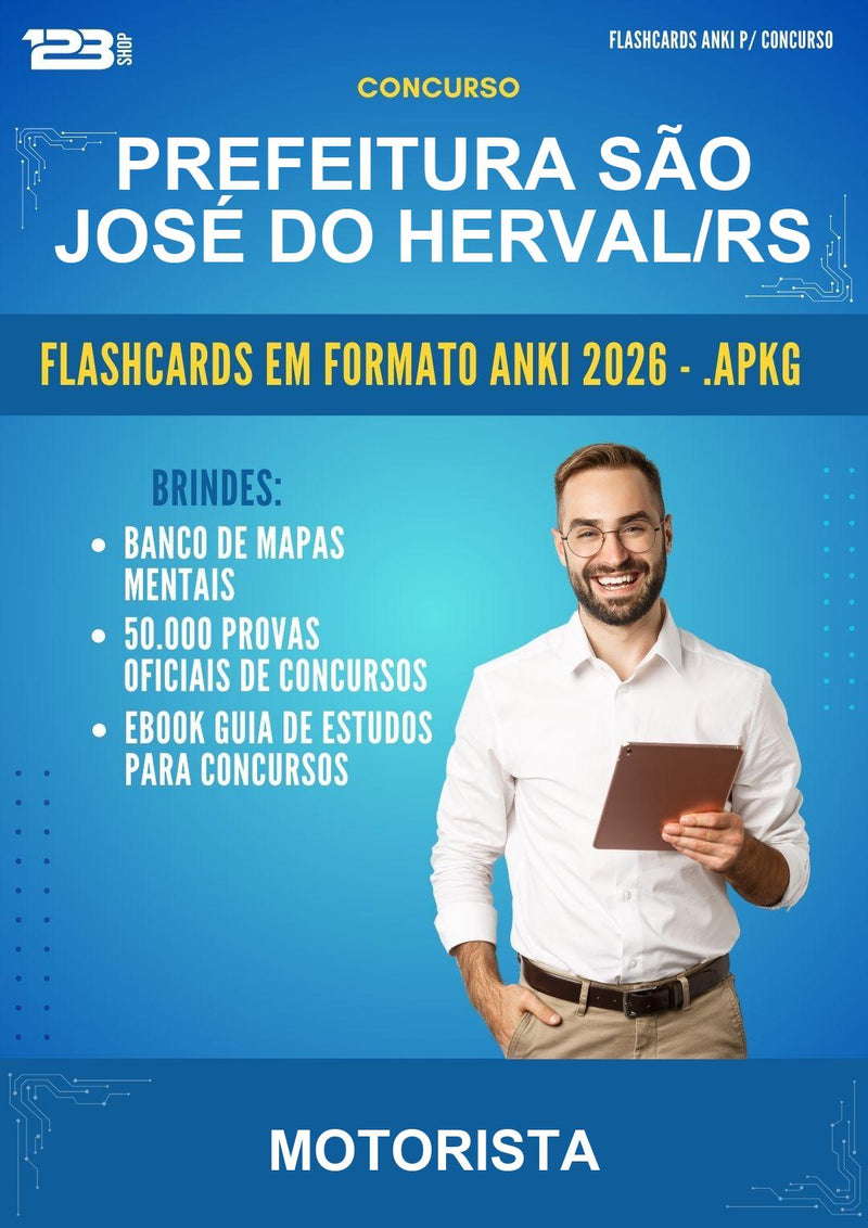 Flashcards Anki para o Concurso Prefeitura São José do Herval/RS para Motorista - 400 Flashcards