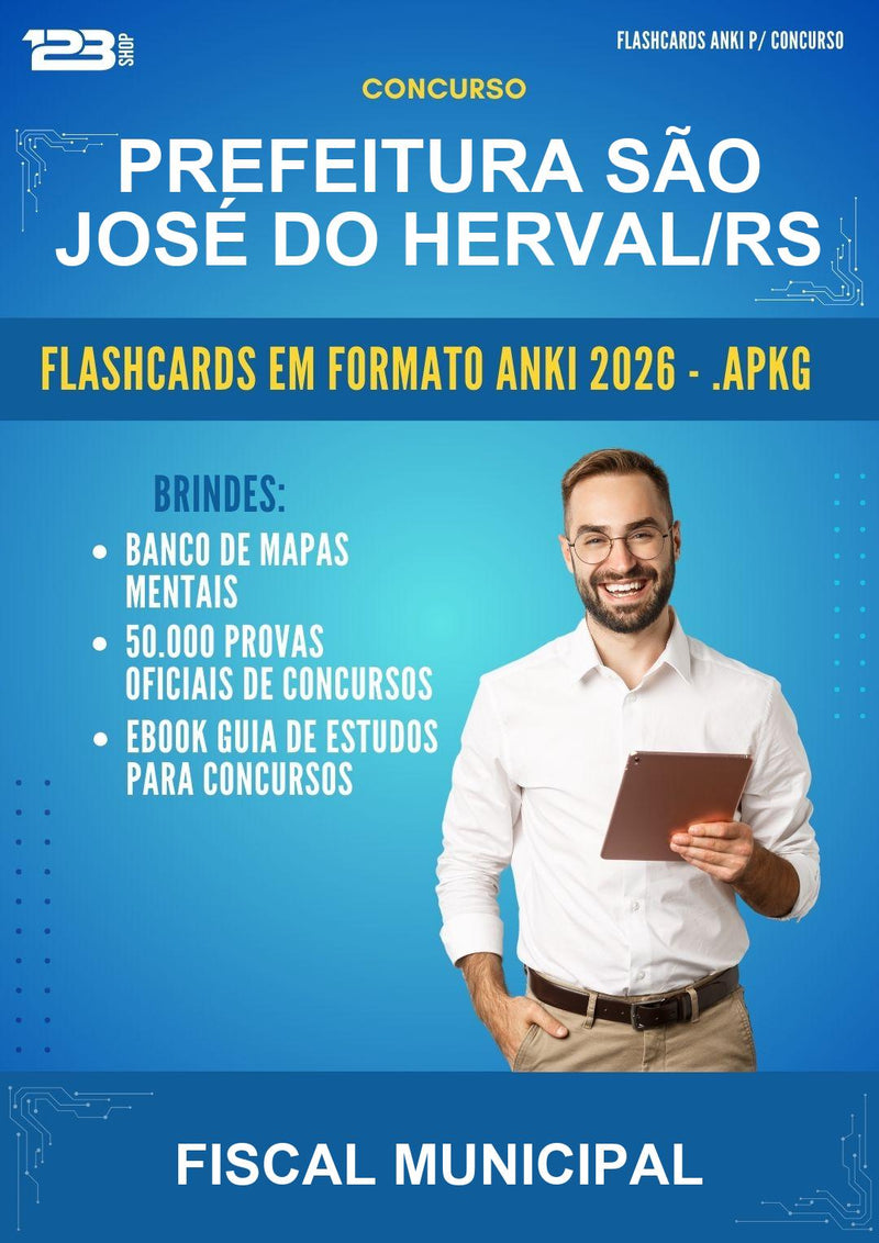 Flashcards Anki para o Concurso Prefeitura São José do Herval/RS para Fiscal Municipal - 400 Flashcards