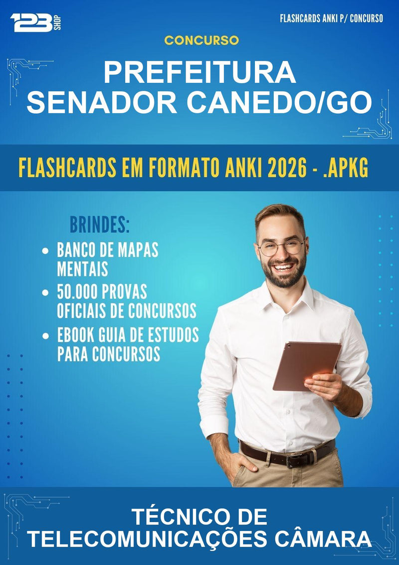 Flashcards Anki para o Concurso Prefeitura Senador Canedo/GO para Técnico de Telecomunicações Câmara - 400 Flashcards