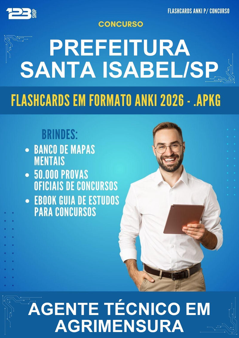Flashcards Anki para o Concurso Prefeitura Santa Isabel/SP para Agente Técnico Em Agrimensura - 400 Flashcards