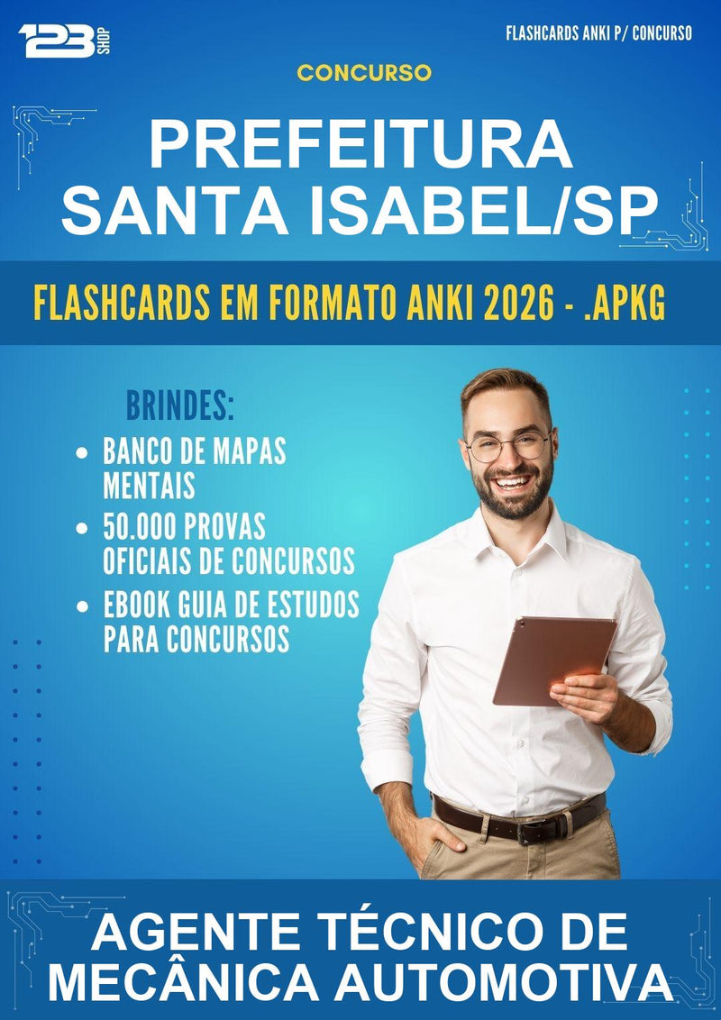 Flashcards Anki para o Concurso Prefeitura Santa Isabel/SP para Agente Técnico de Mecânica Automotiva - 400 Flashcards