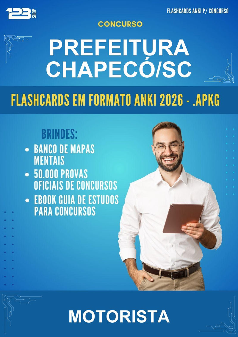 Flashcards Anki para o Concurso Prefeitura Chapecó/SC para Motorista - 600 Flashcards