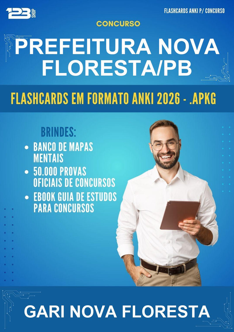 Flashcards Anki para o Concurso Prefeitura Nova Floresta/PB para Gari Nova Floresta - 600 Flashcards