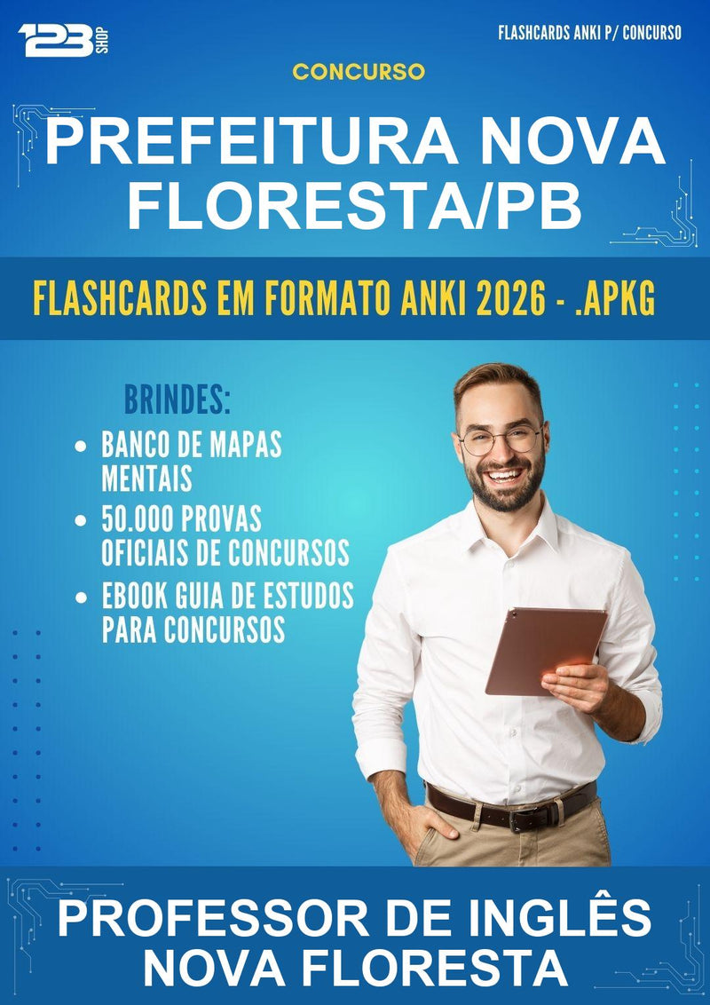 Flashcards Anki para o Concurso Prefeitura Nova Floresta/PB para Professor de Inglês Nova Floresta - 600 Flashcards