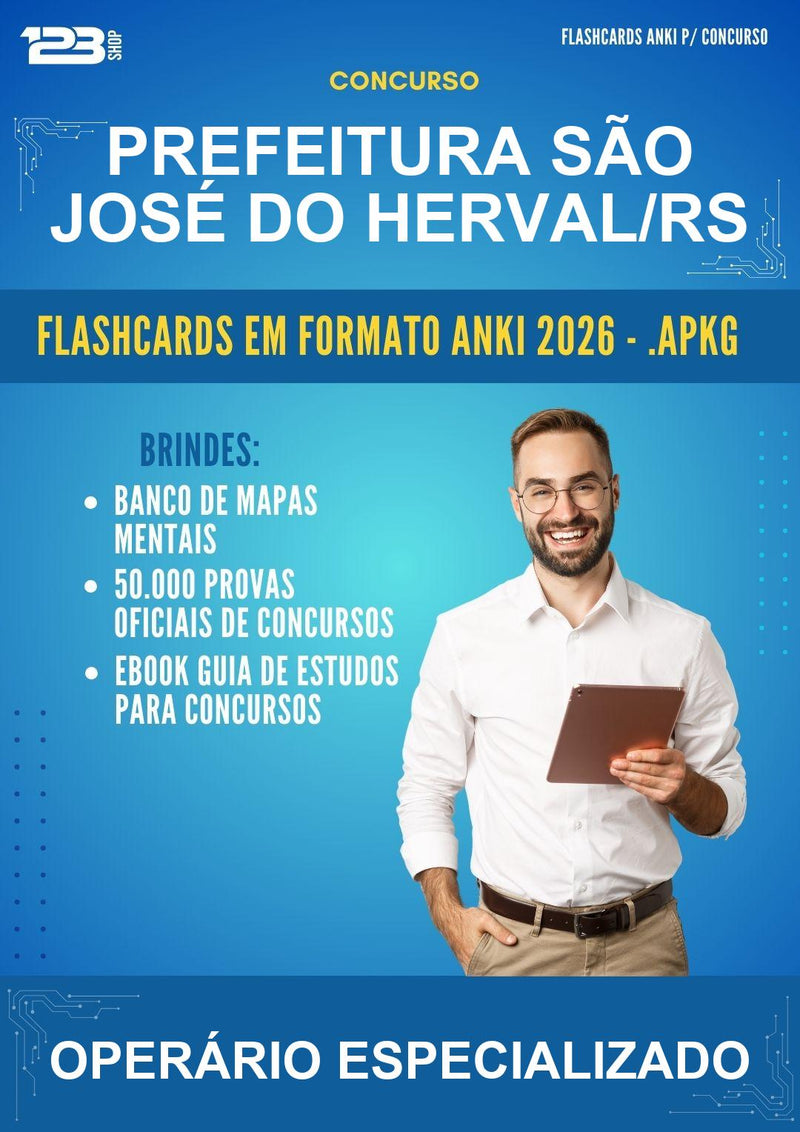 Flashcards Anki para o Concurso Prefeitura São José do Herval/RS para Operário Especializado - 600 Flashcards