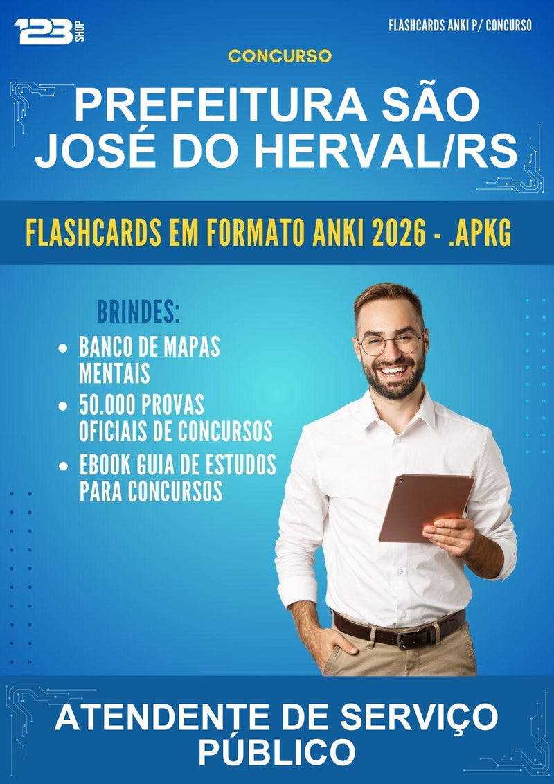 Flashcards Anki para o Concurso Prefeitura São José do Herval/RS para Atendente de Serviço Público - 600 Flashcards