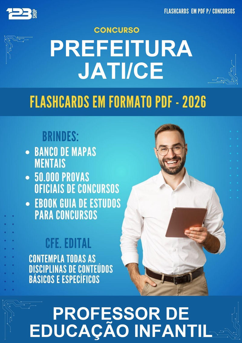Flashcards em PDF para o Concurso Prefeitura Jati/CE para Professor de Educação Infantil - 400 Flashcards
