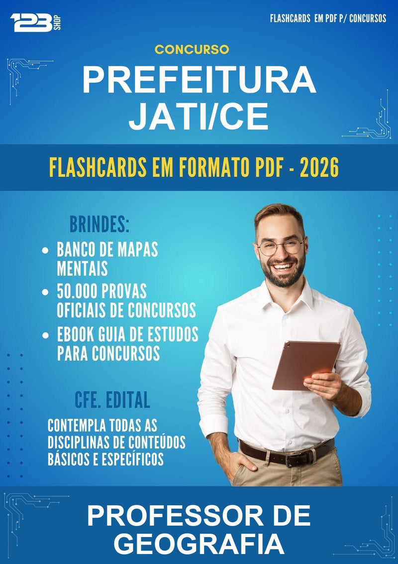 Flashcards em PDF para o Concurso Prefeitura Jati/CE para Professor de Geografia - 400 Flashcards
