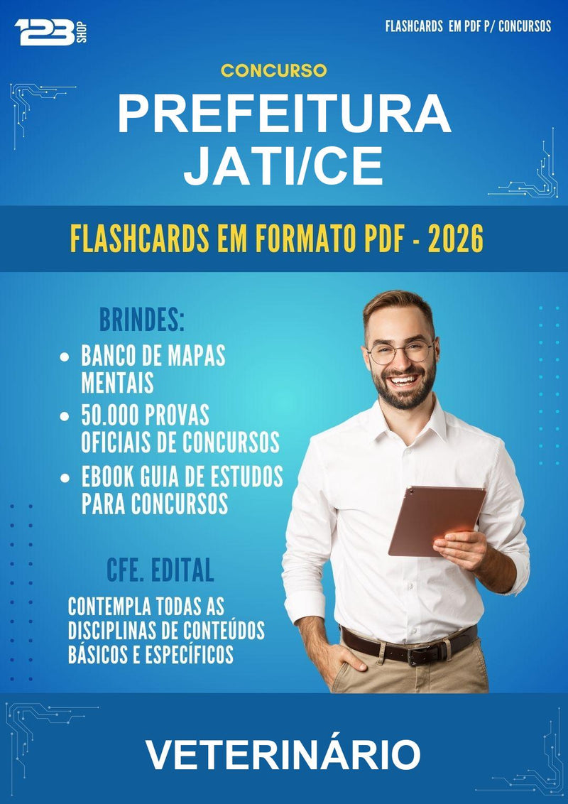 Flashcards em PDF para o Concurso Prefeitura Jati/CE para Veterinário - 400 Flashcards