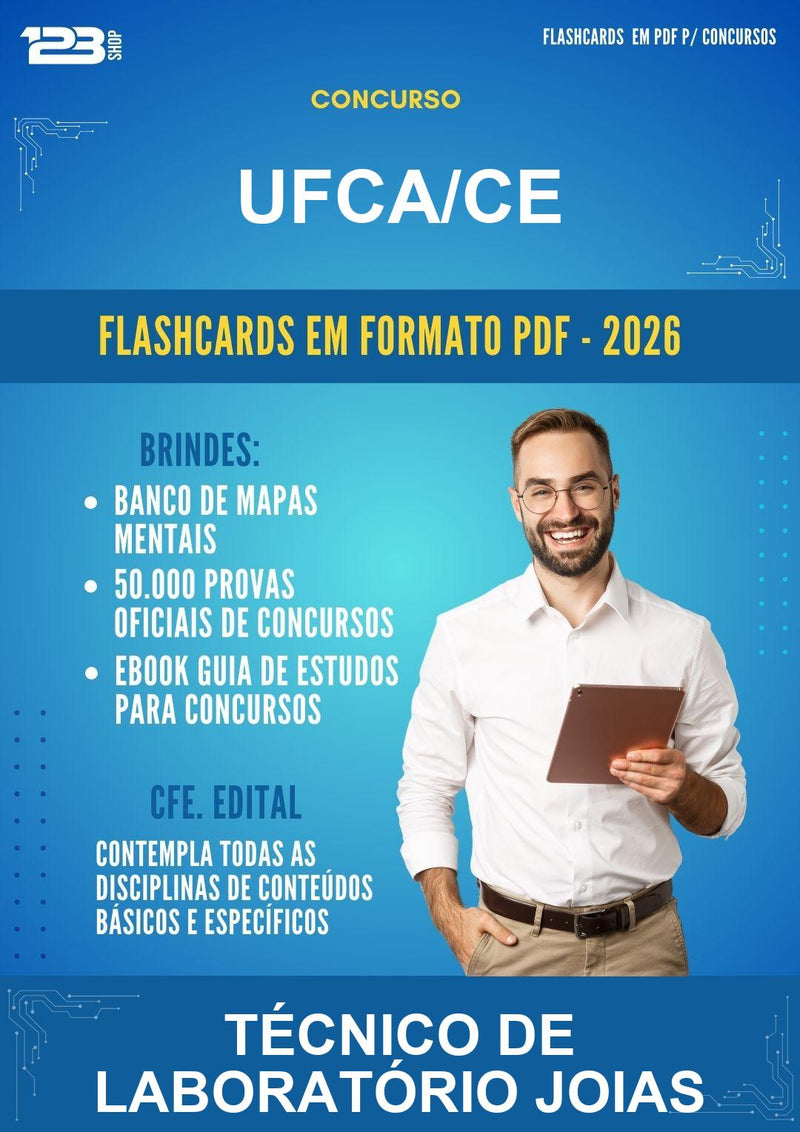 Flashcards em PDF para o Concurso Ufca/CE para Técnico de Laboratório Joias - 400 Flashcards