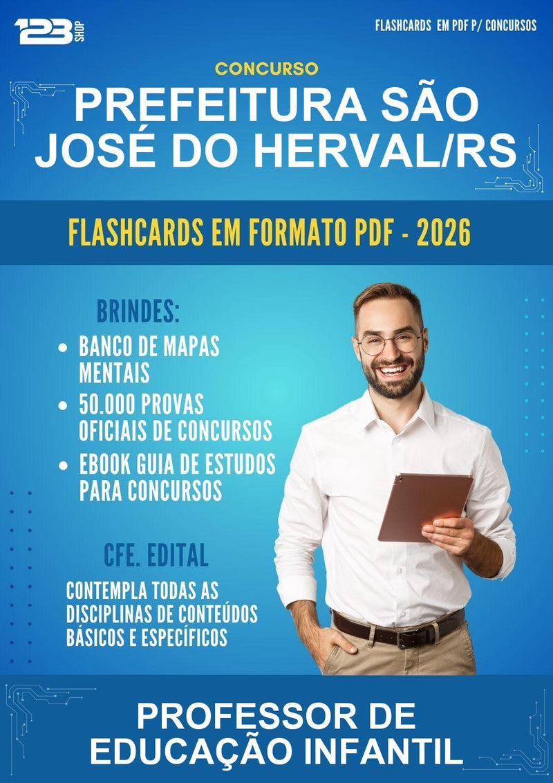 Flashcards em PDF para o Concurso Prefeitura São José do Herval/RS para Professor de Educação Infantil - 400 Flashcards