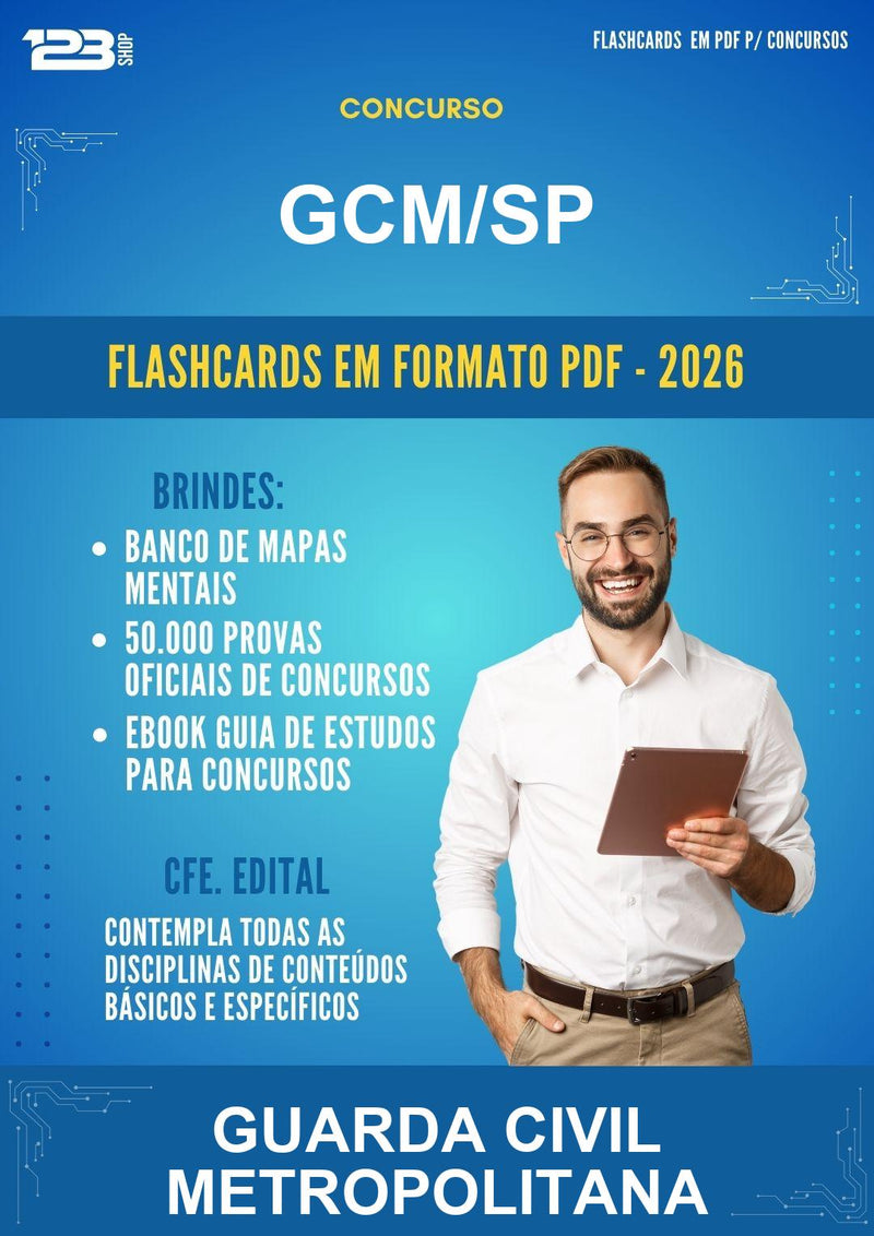 Flashcards em PDF para o Concurso Gcm/SP para Guarda Civil Metropolitana - 400 Flashcards