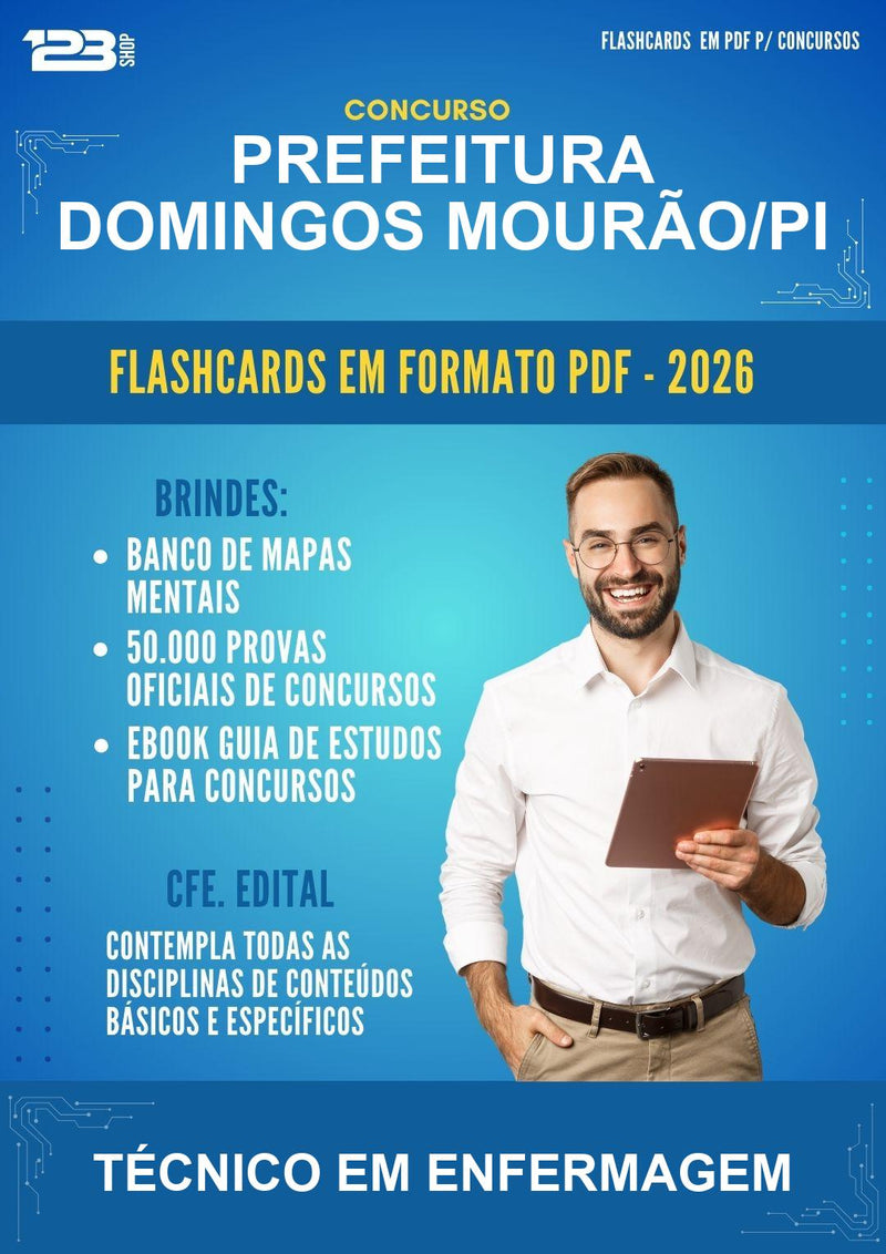 Flashcards em PDF para o Concurso Prefeitura Domingos Mourão/PI para Técnico Em Enfermagem - 400 Flashcards