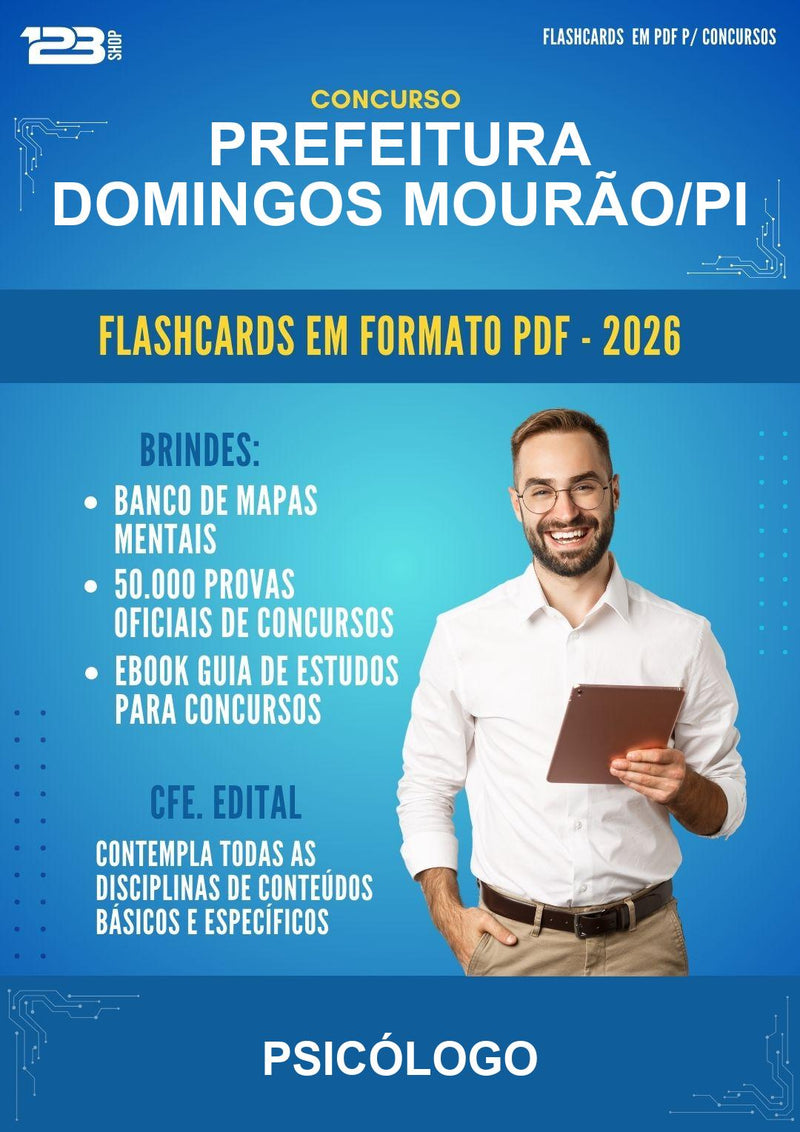 Flashcards em PDF para o Concurso Prefeitura Domingos Mourão/PI para Psicólogo - 400 Flashcards