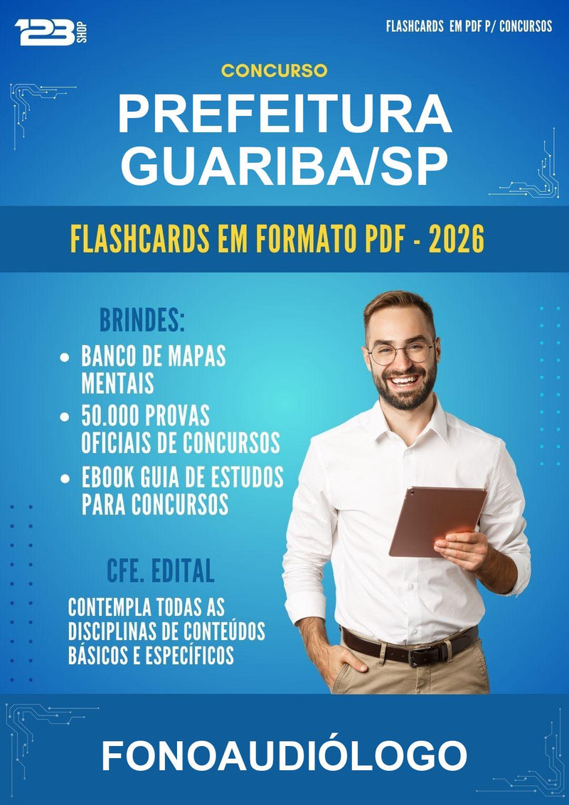 Flashcards em PDF para o Concurso Prefeitura Guariba/SP para Fonoaudiólogo - 600 Flashcards