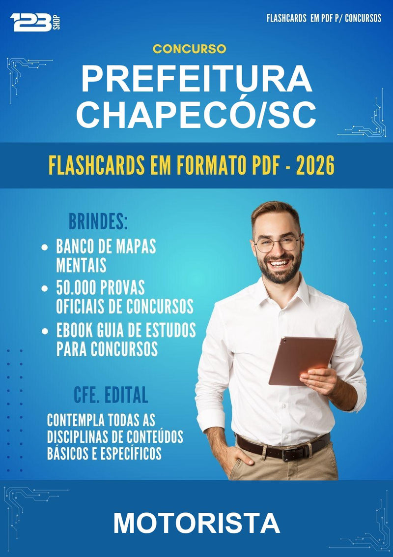 Flashcards em PDF para o Concurso Prefeitura Chapecó/SC para Motorista - 600 Flashcards