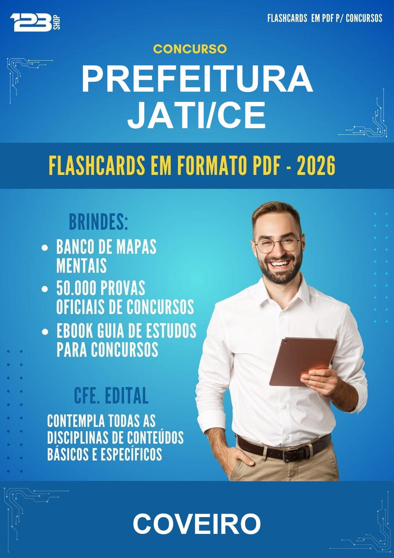 Flashcards em PDF para o Concurso Prefeitura Jati/CE para Coveiro - 600 Flashcards