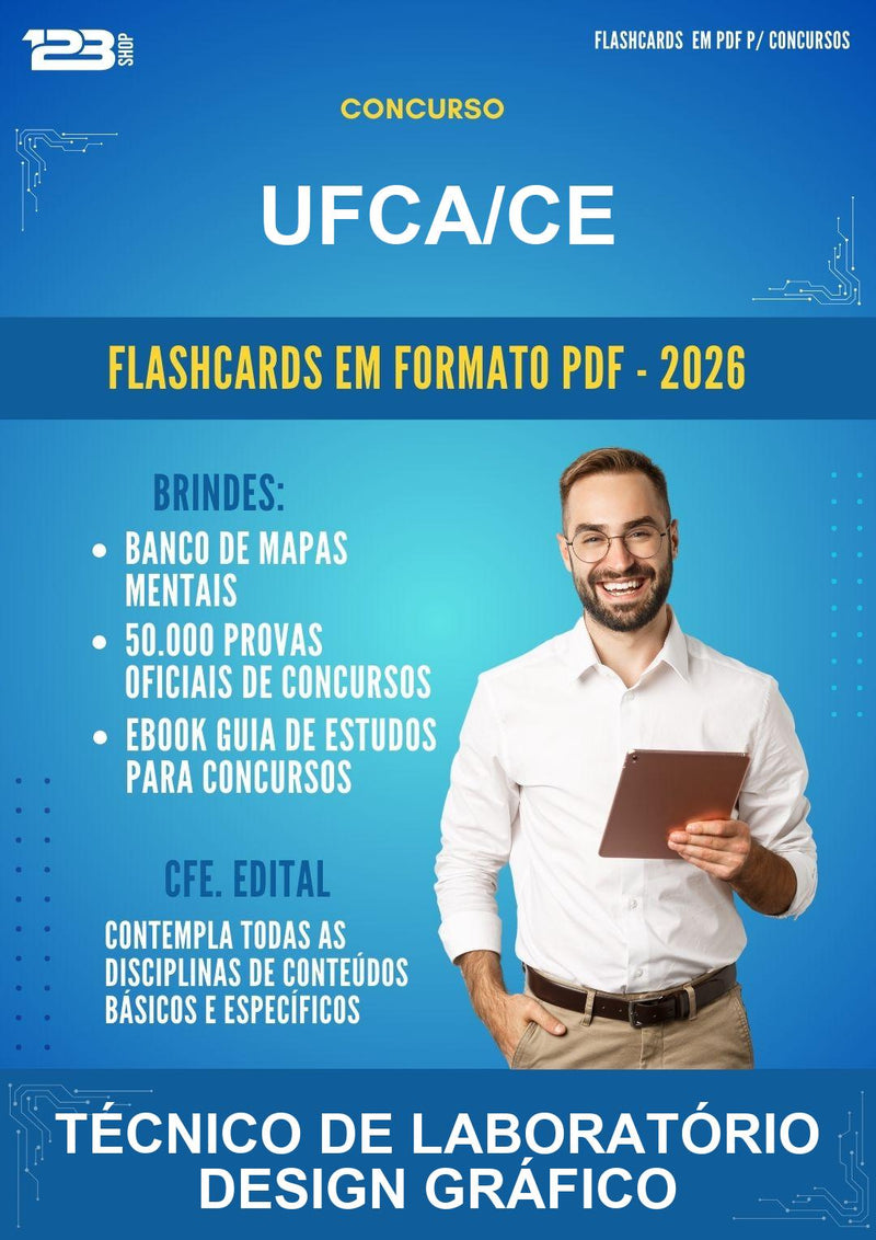 Flashcards em PDF para o Concurso Ufca/CE para Técnico de Laboratório Design Gráfico - 600 Flashcards