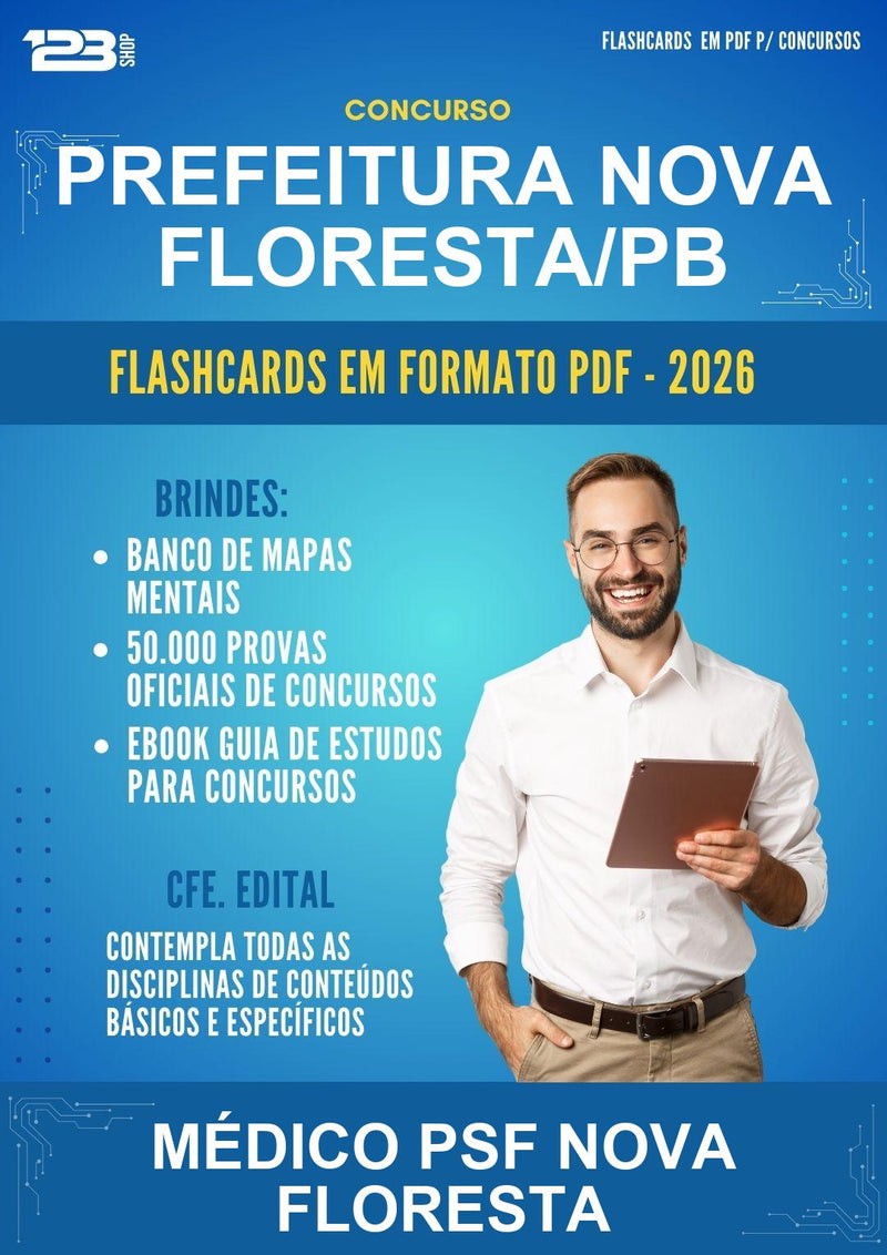 Flashcards em PDF para o Concurso Prefeitura Nova Floresta/PB para Médico Psf Nova Floresta - 600 Flashcards