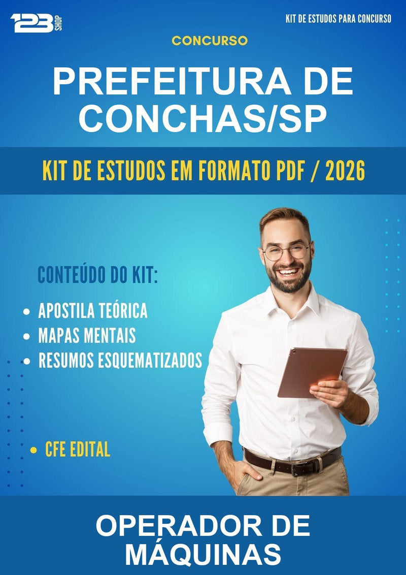 Kit de Estudos para o Concurso Prefeitura de Conchas/SP para Operador de Máquinas