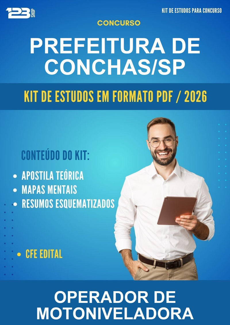 Kit de Estudos para o Concurso Prefeitura de Conchas/SP para Operador de Motoniveladora