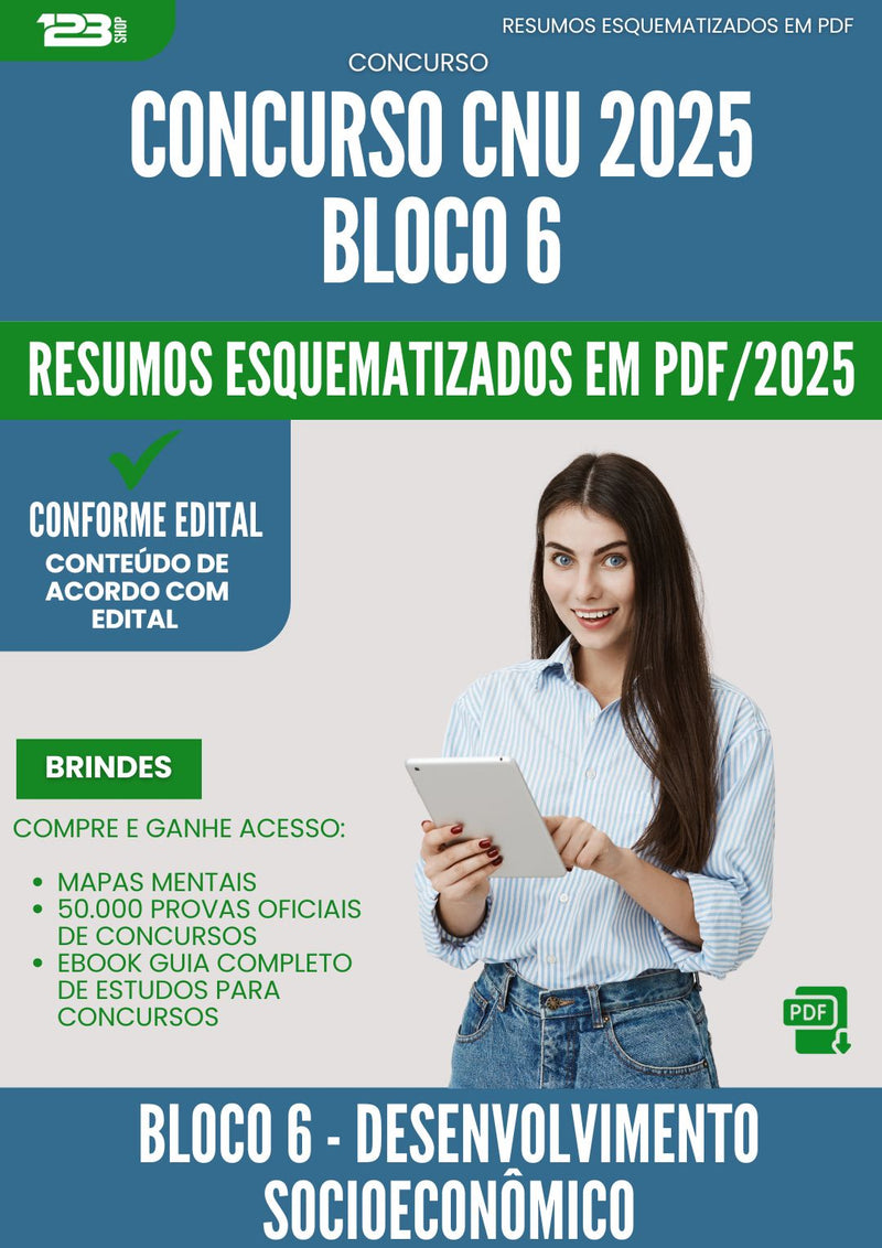 Resumos Esquematizados para Concurso CNU 2025 - Bloco 6 - Desenvolvimento Socioeconômico